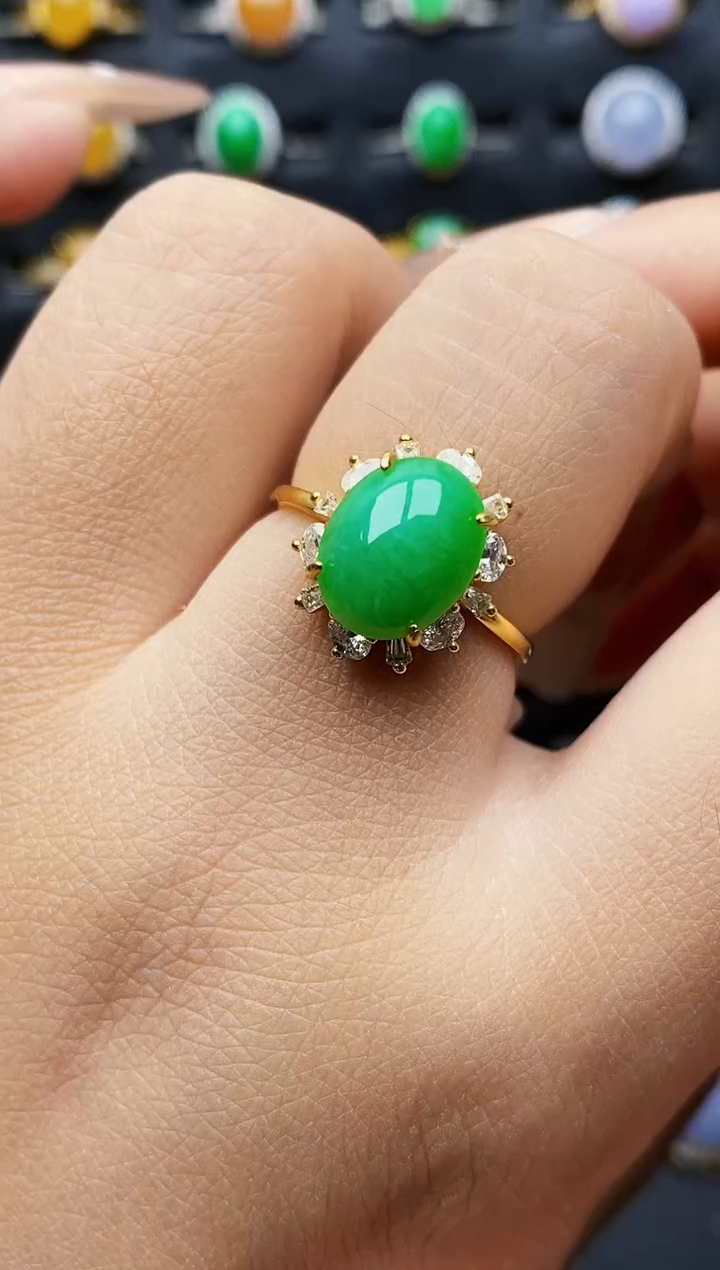 银S925镶嵌戒指翡翠5190