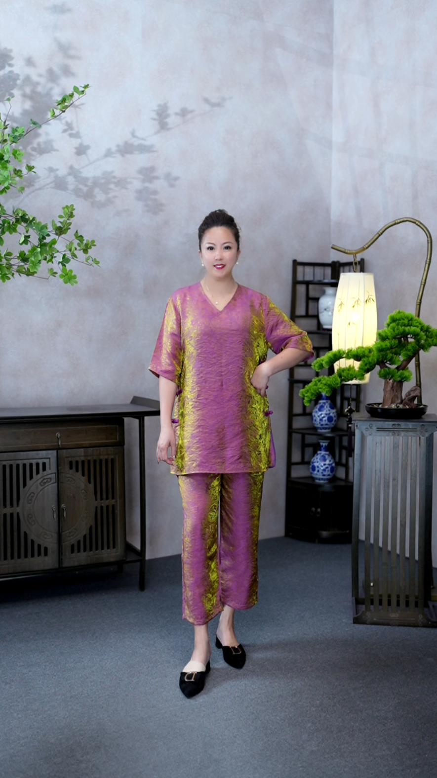 妙赐【MIAOCI】71999时尚休闲百搭宽松大码光感变色短袖套装