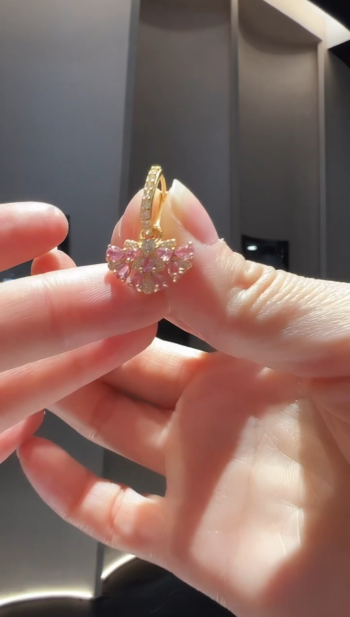 【闪购商品】蓝宝石耳饰银S925镶嵌68】蓝宝石帕帕拉恰