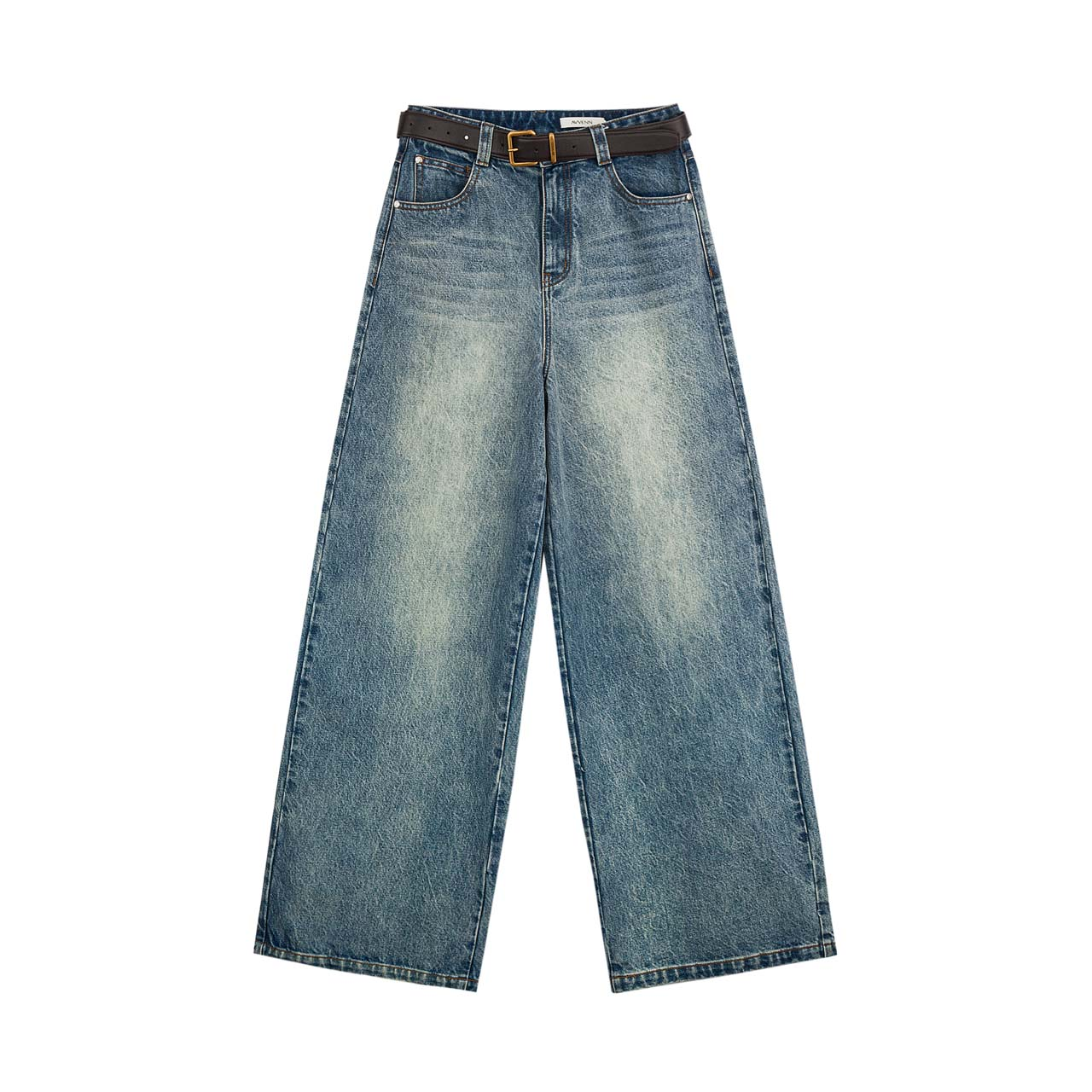 【景致】AVVENN 蓝色牛仔长裤  AM71302584小白