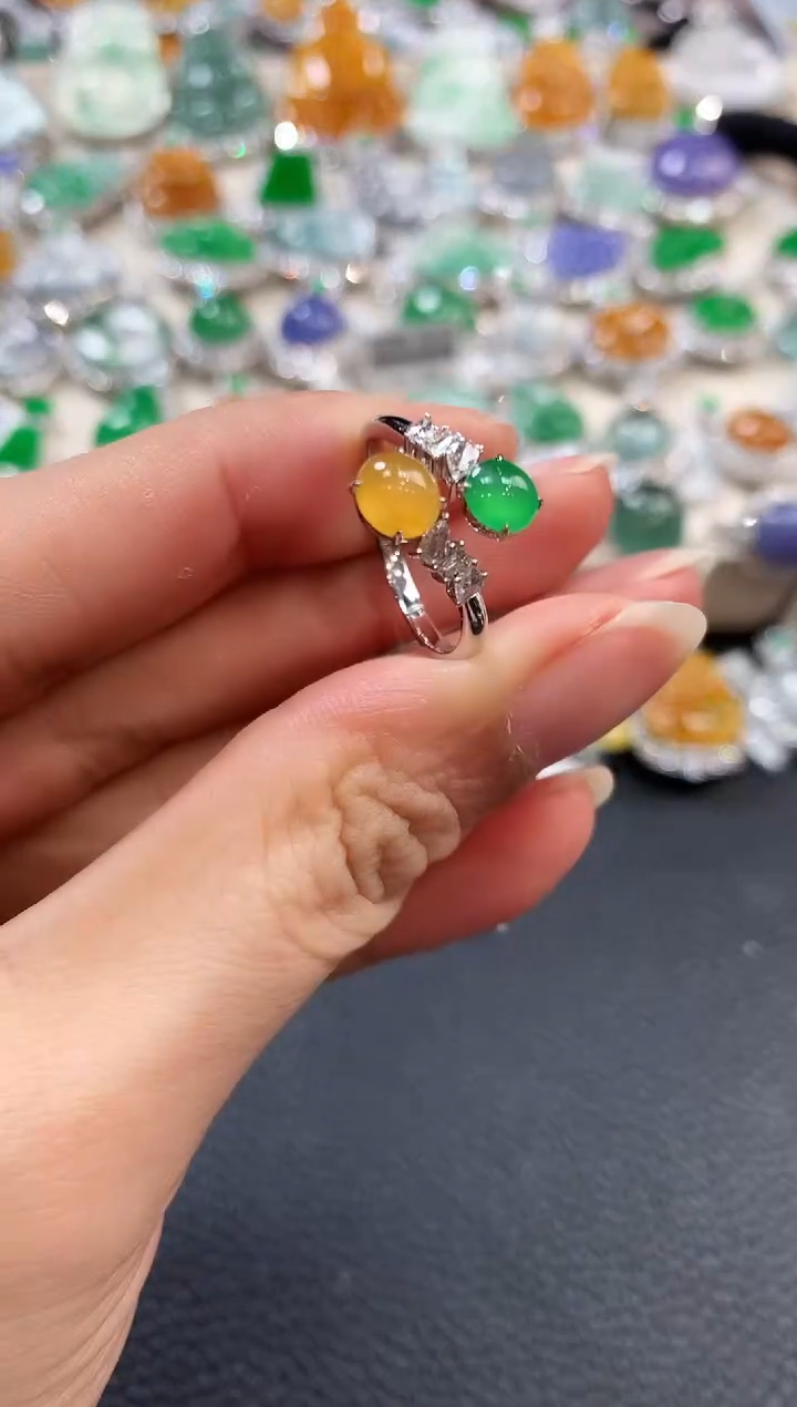 【闪购商品】翡翠戒指18K金镶嵌m34   