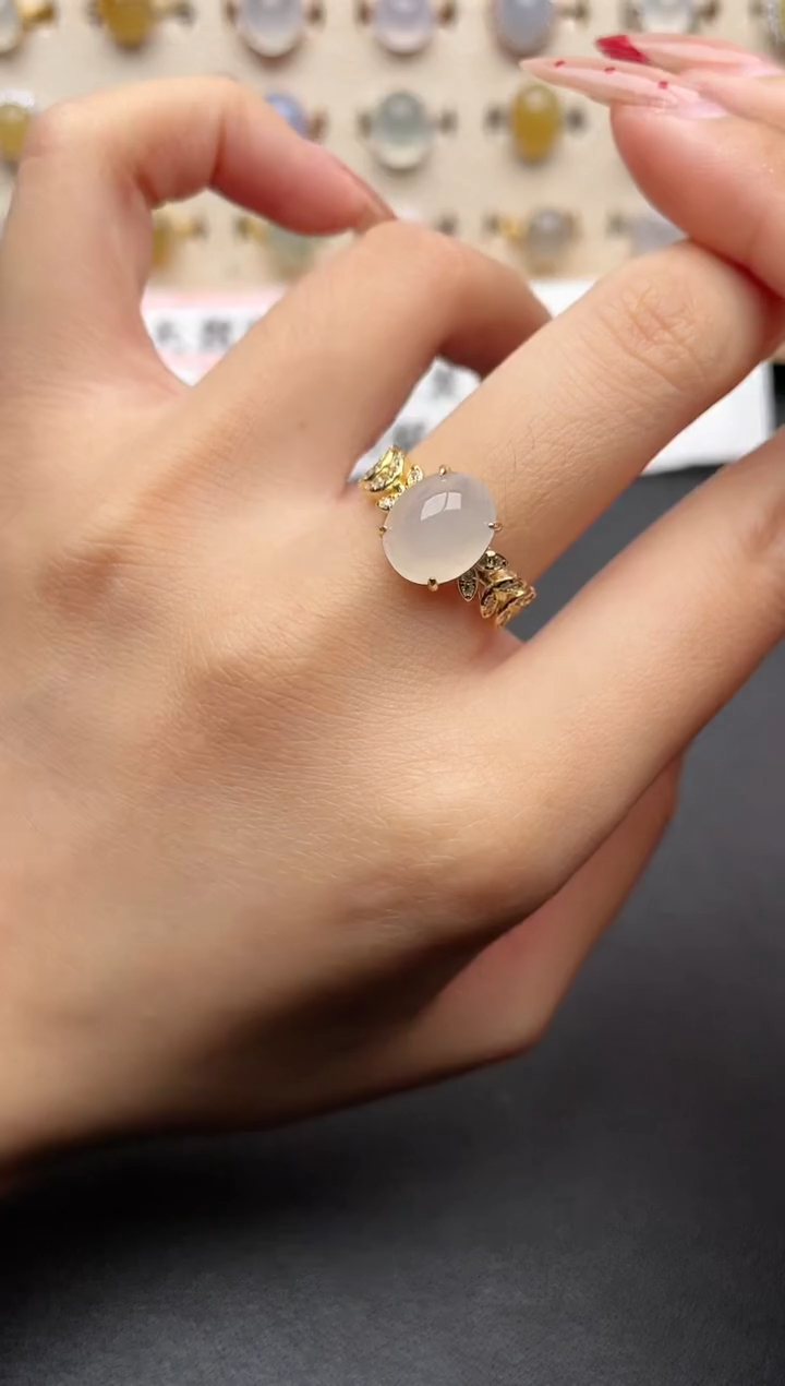 【闪购商品】翡翠戒指银S925镶嵌一物一证一礼盒