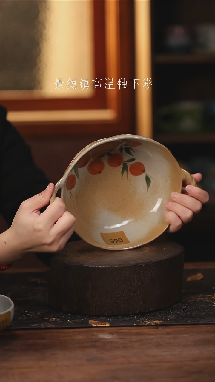 陶瓷景德镇高温釉下手绘陶瓷@L065@