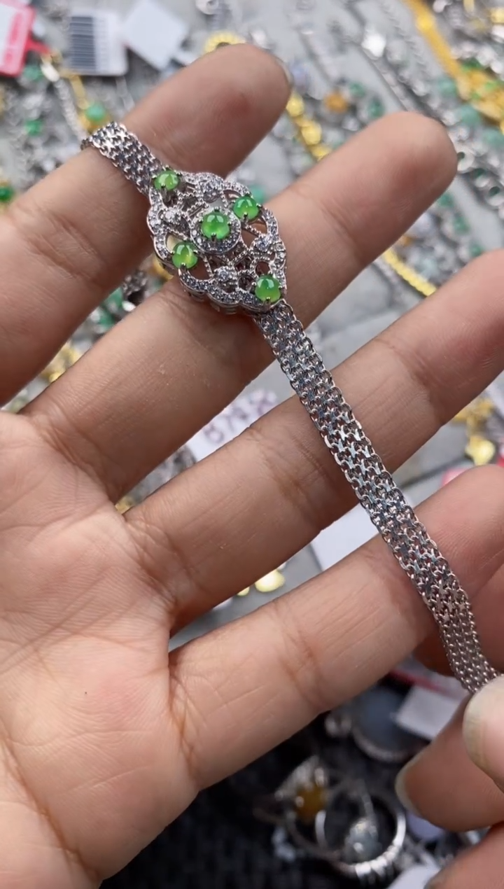 银S925镶嵌戒指翡翠333           7