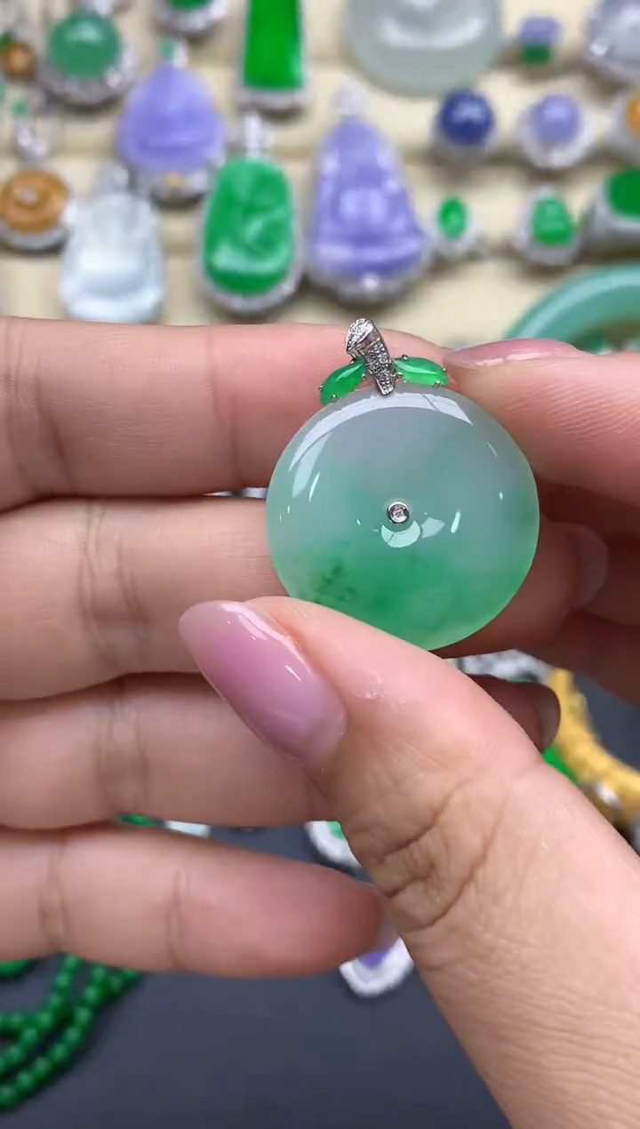 翡翠18K金镶嵌颈饰385-春日珠宝