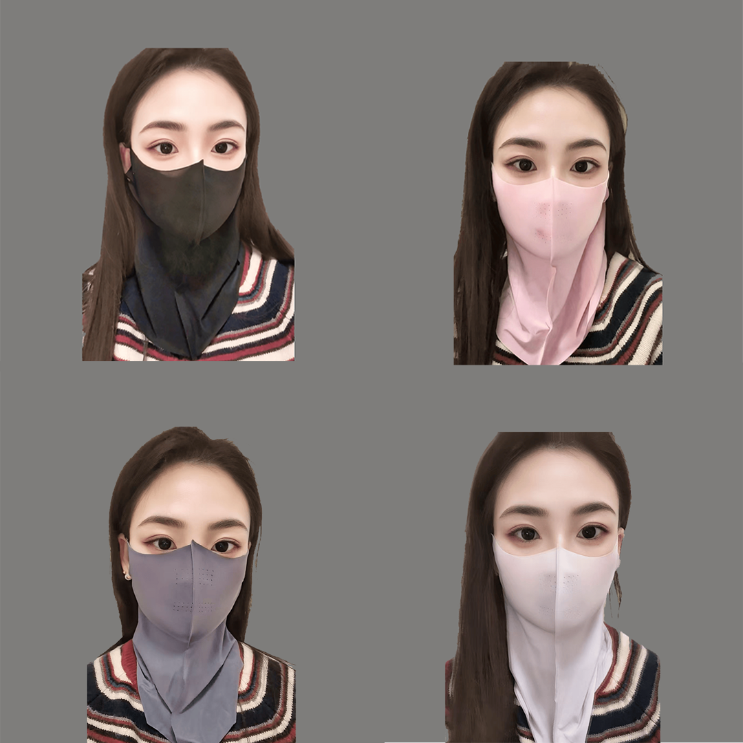  7 . 8 元 4 个冰丝护颈面罩防晒无痕高颜立体修脸不蹭状薄款透气