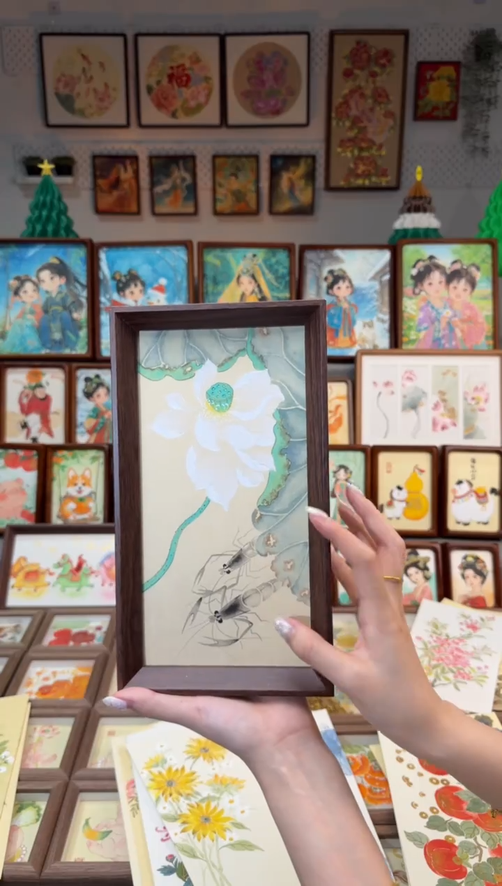 国画青虾白莲 手绘国画27