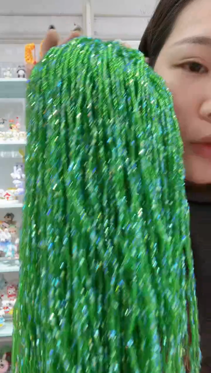 玻璃118 卡2水晶扁10条微光草绿