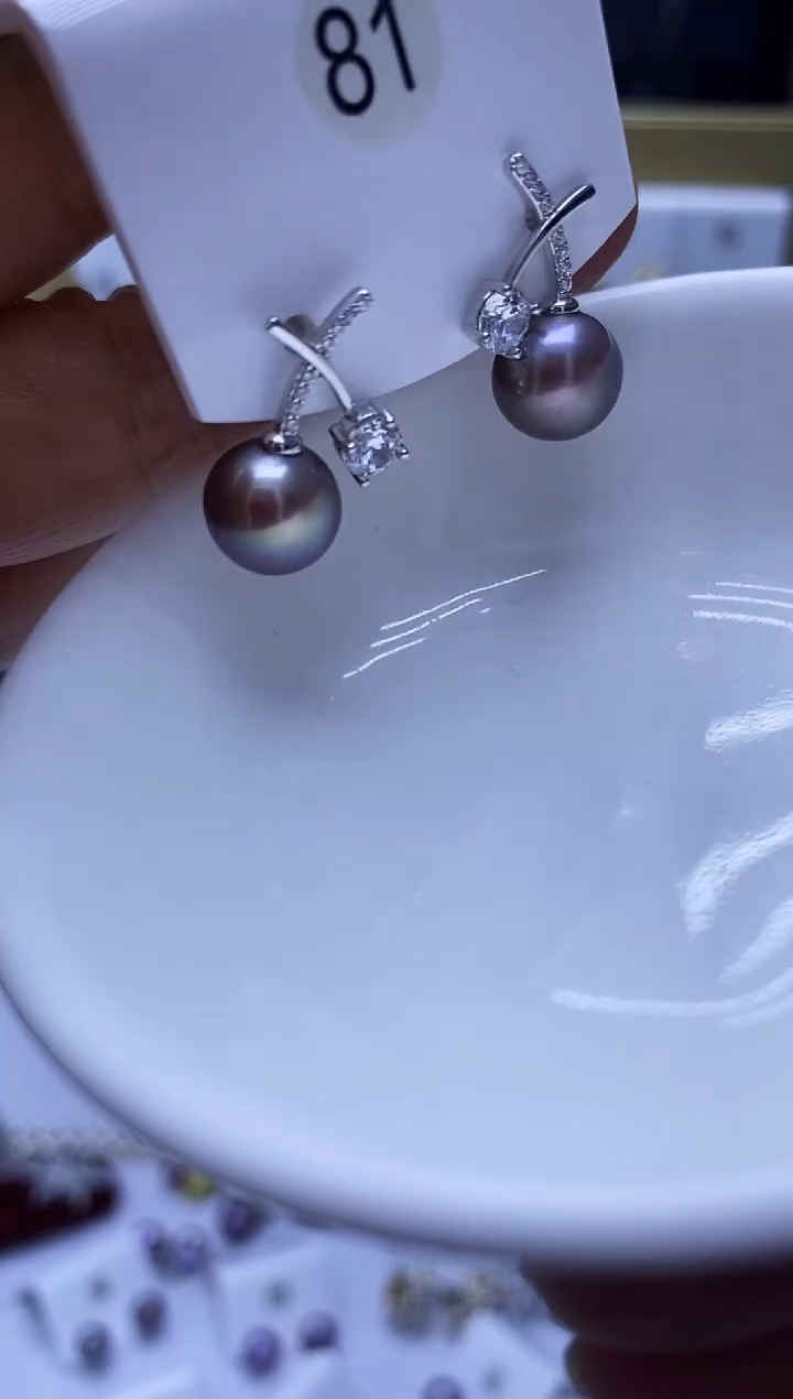 银S925镶嵌耳饰淡水珍珠81