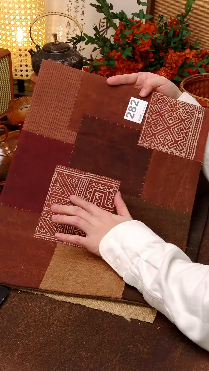 ?***?Cici手作刺子绣柿染壶垫杯垫-282，换红色底布