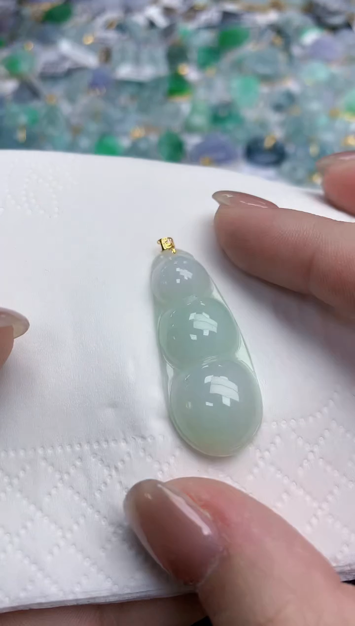 【闪购商品】翡翠颈饰18K金镶嵌天然缅甸翡翠A货