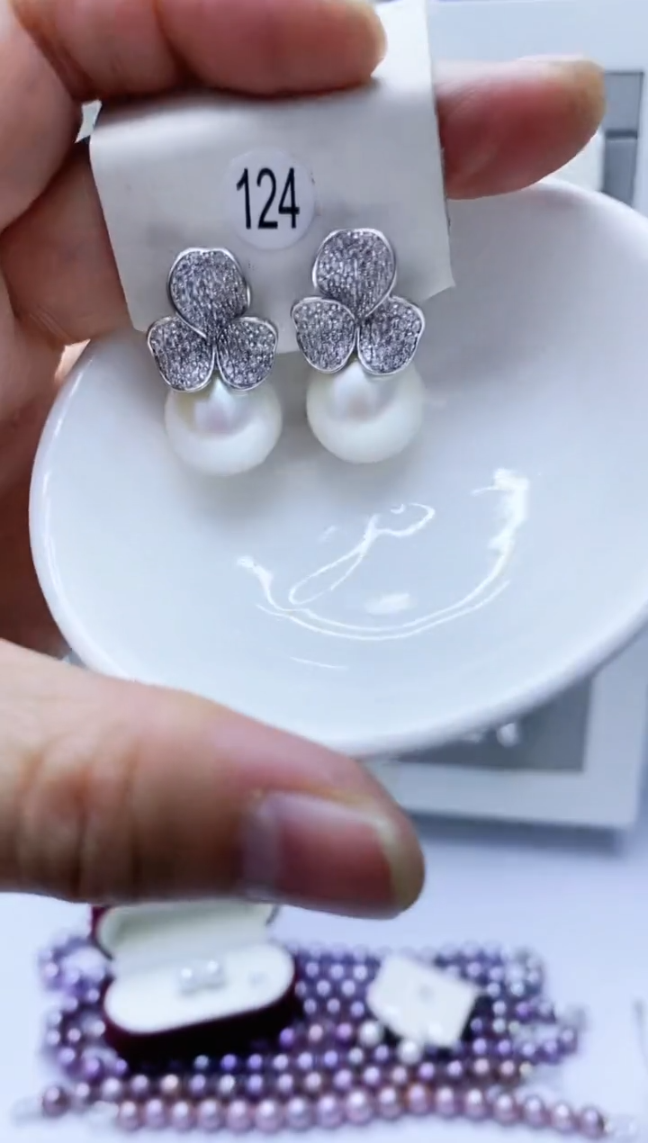 【闪购商品】淡水珍珠耳饰银S925镶嵌124