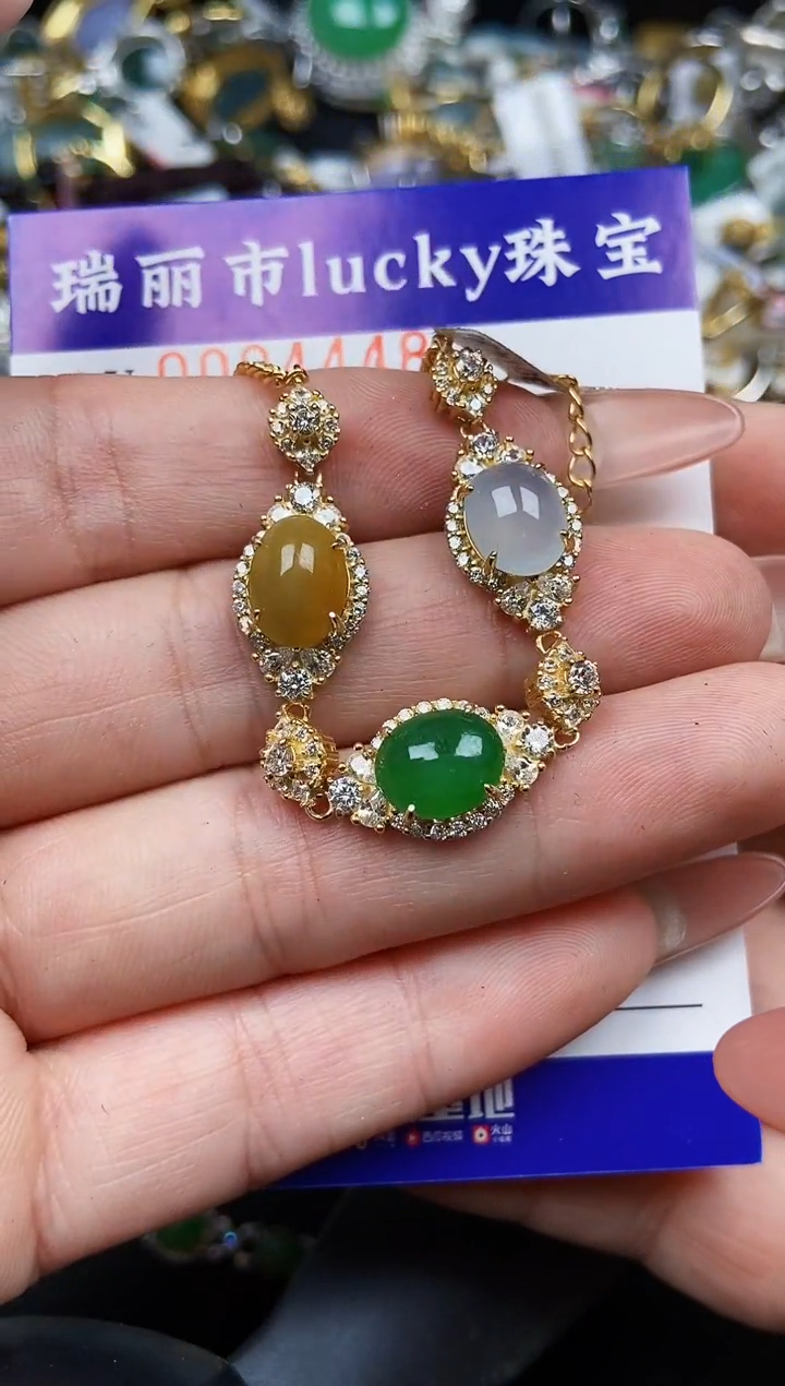 翡翠银S925镶嵌颈饰4448