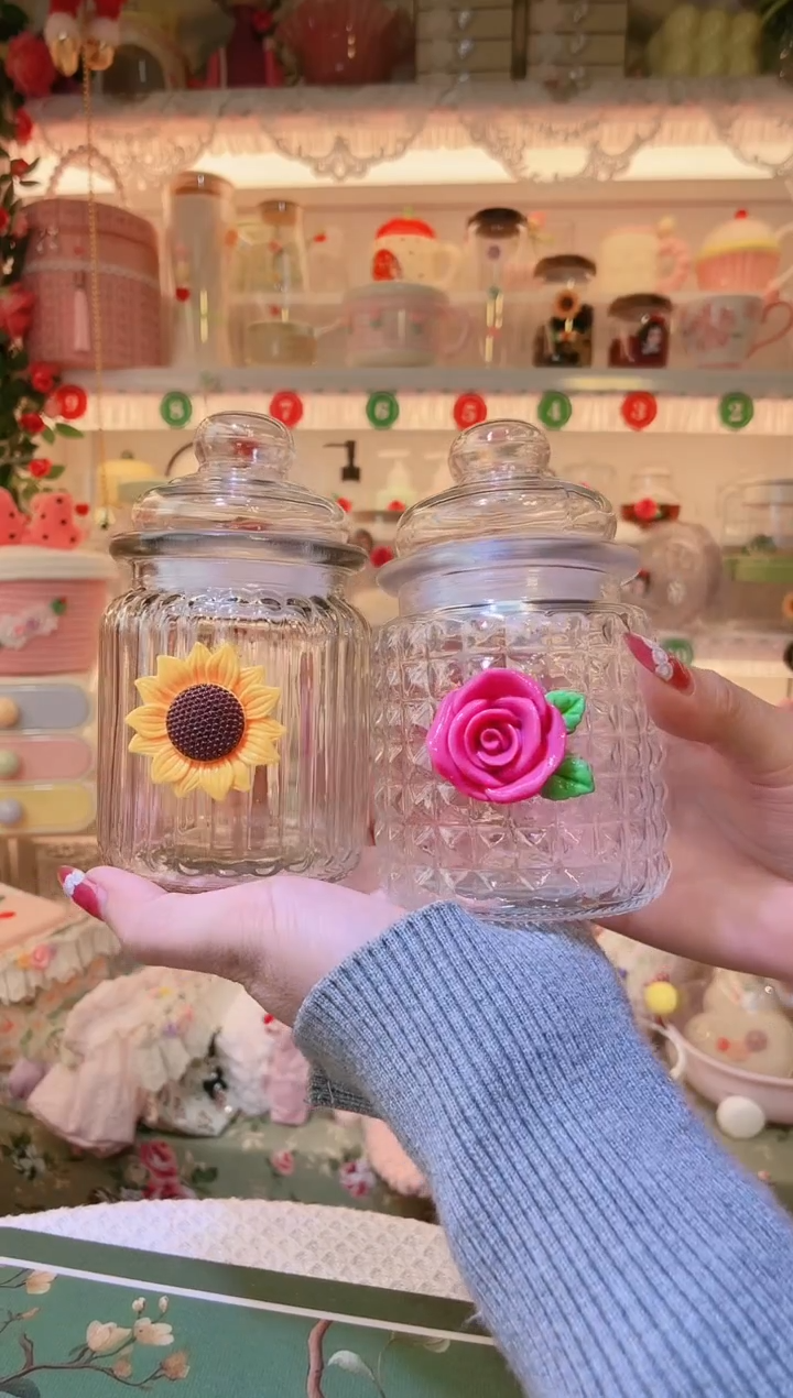 花朵密封罐2个——手工制作品质好！