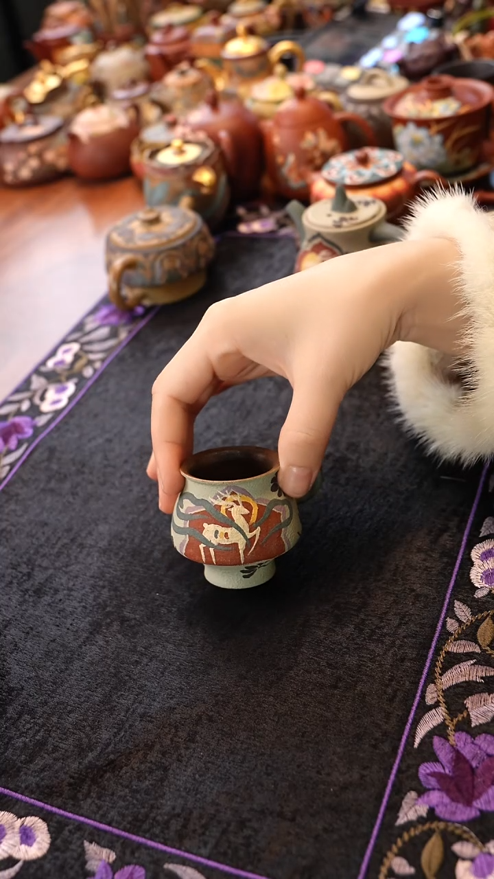 茶壶紫砂九色鹿杯