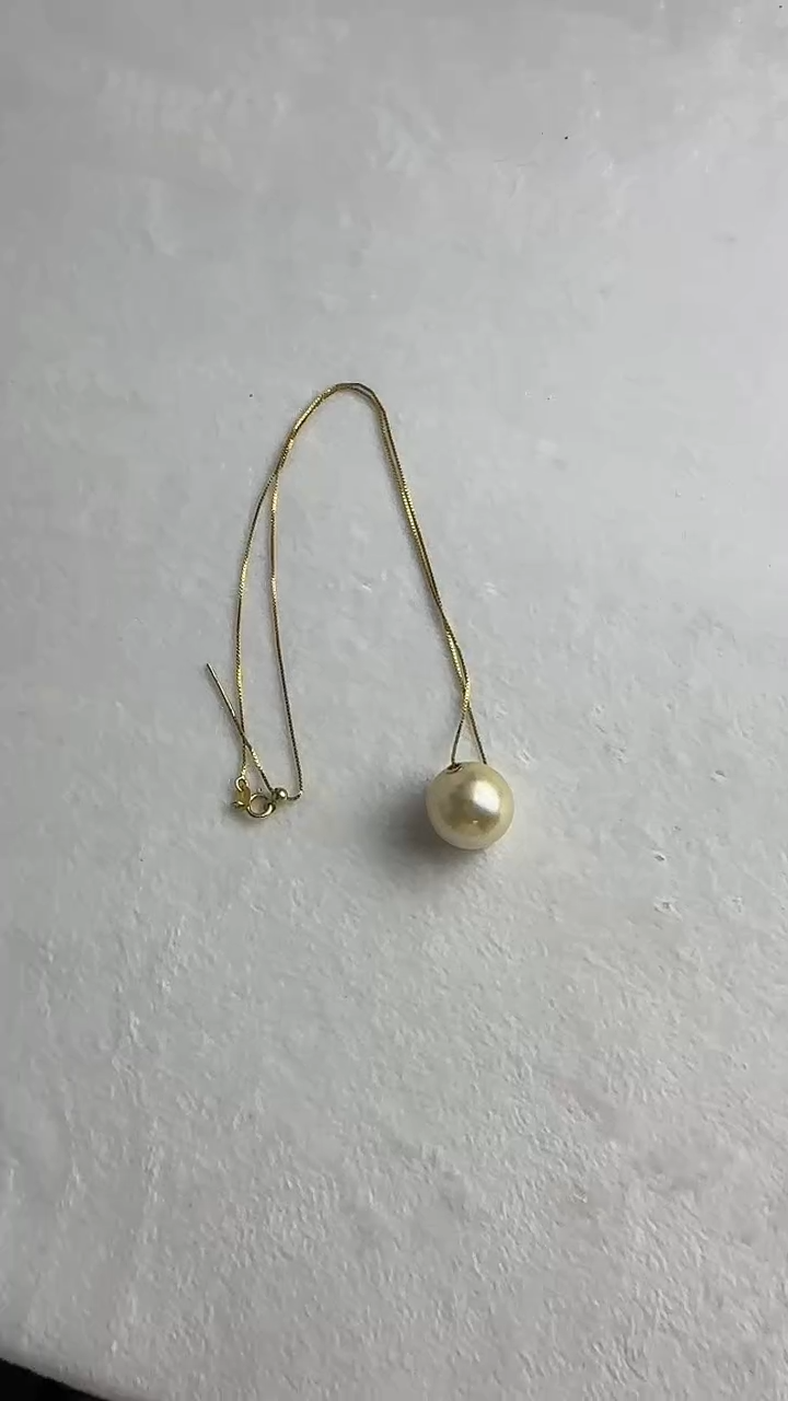 18K金镶嵌吊坠(赠链)海水珍珠28号15-16mm18k海水南洋金珠路路通