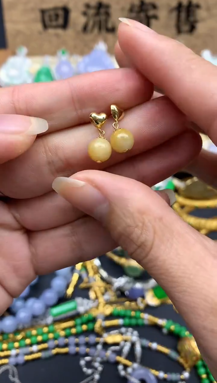 【闪购商品】翡翠耳饰18K金镶嵌455-中国好珍宝