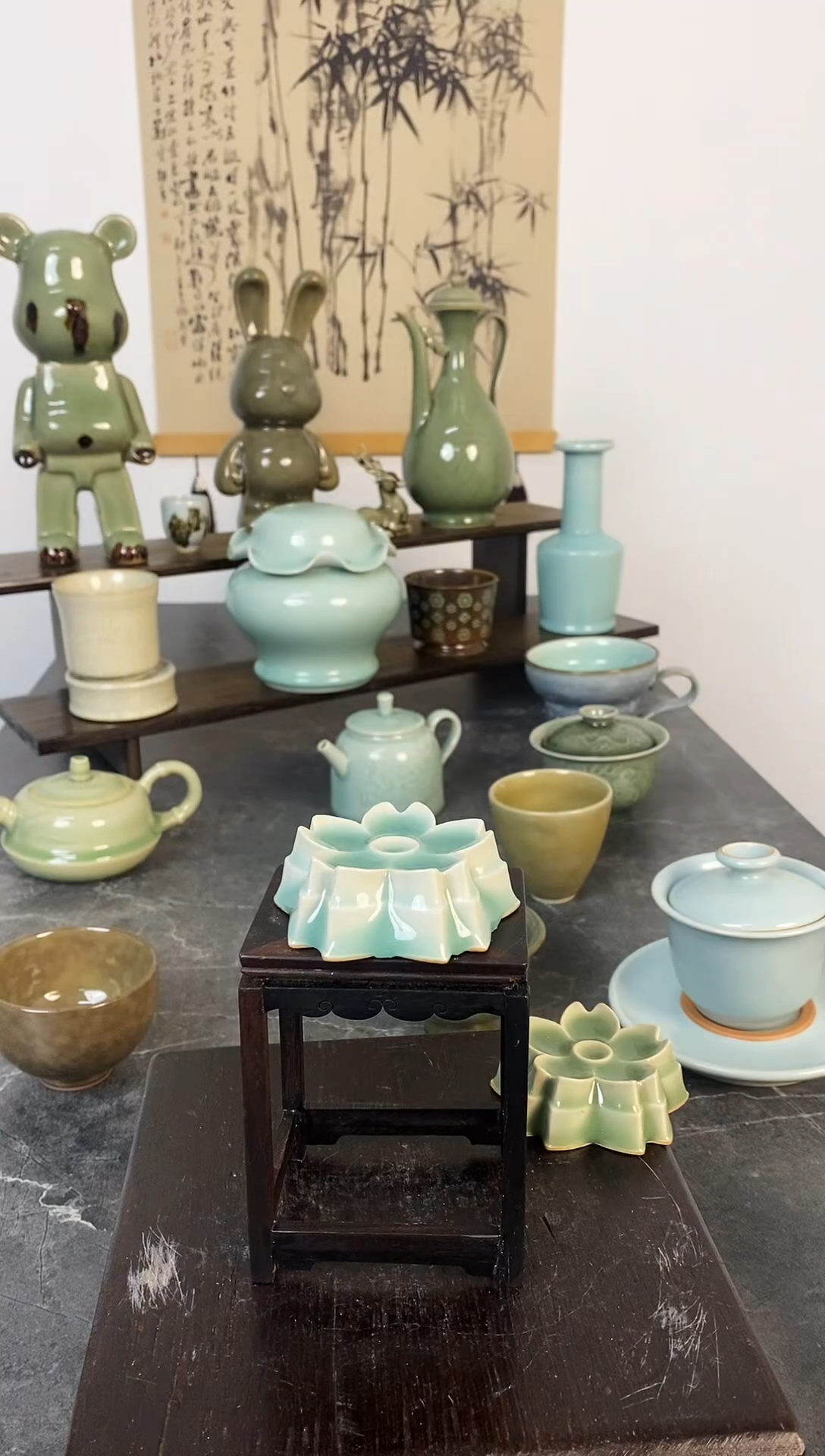 山隐青瓷微瑕小梅花杯垫盖置