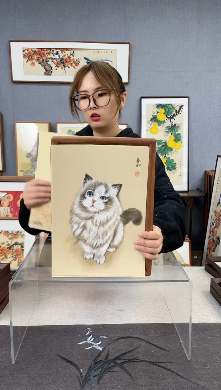【闪购商品】国画A4-23*32摆台手绘作品-