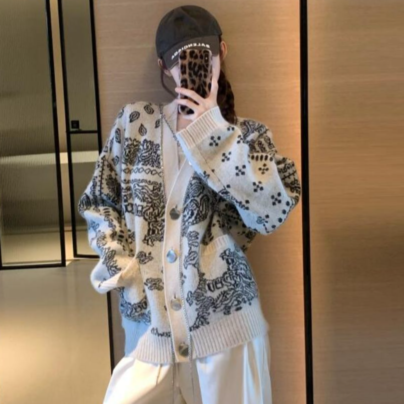 重工复古慵懒风宽松显瘦设计感小众针织开衫2025秋冬新款外套上衣