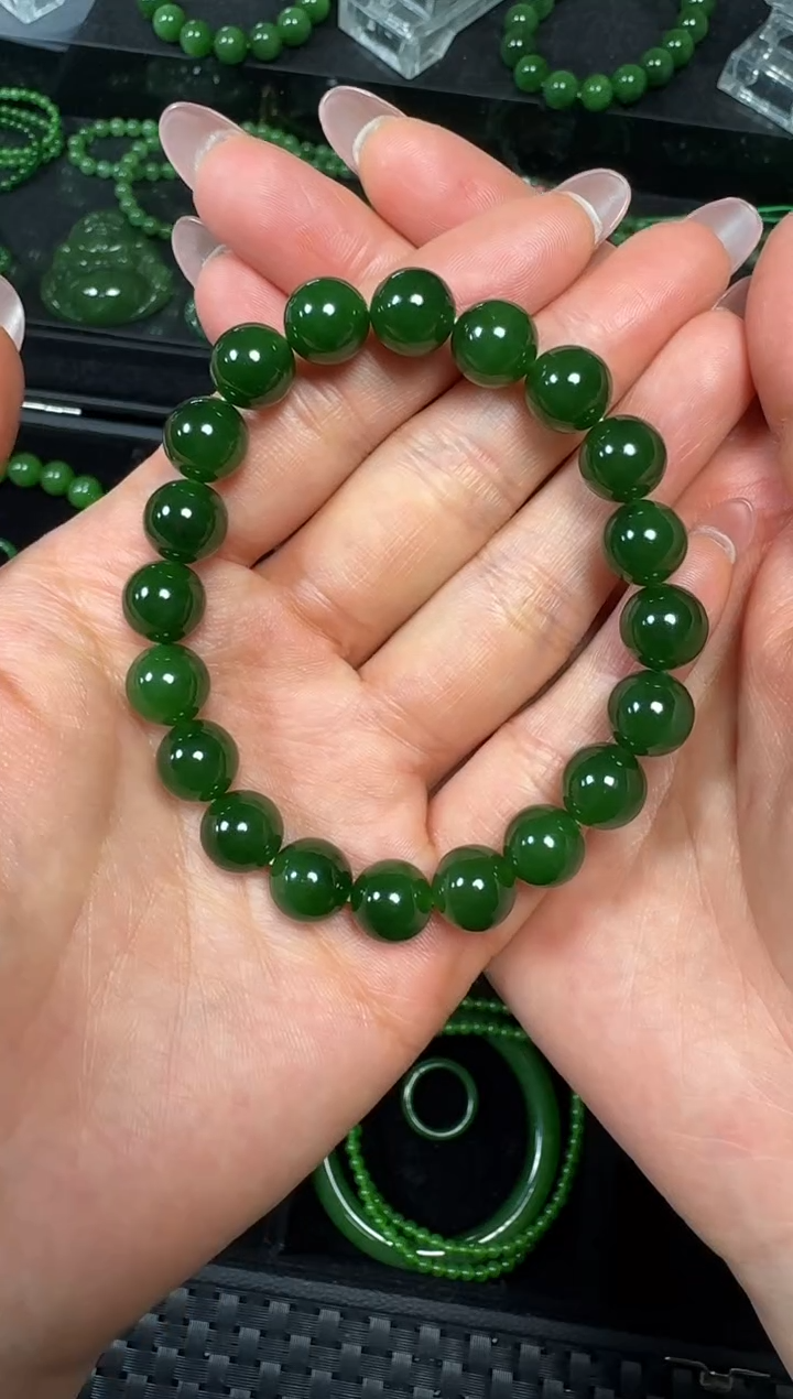 未镶嵌手串和田玉（碧玉）10m俄料红皮料微红皮单圈