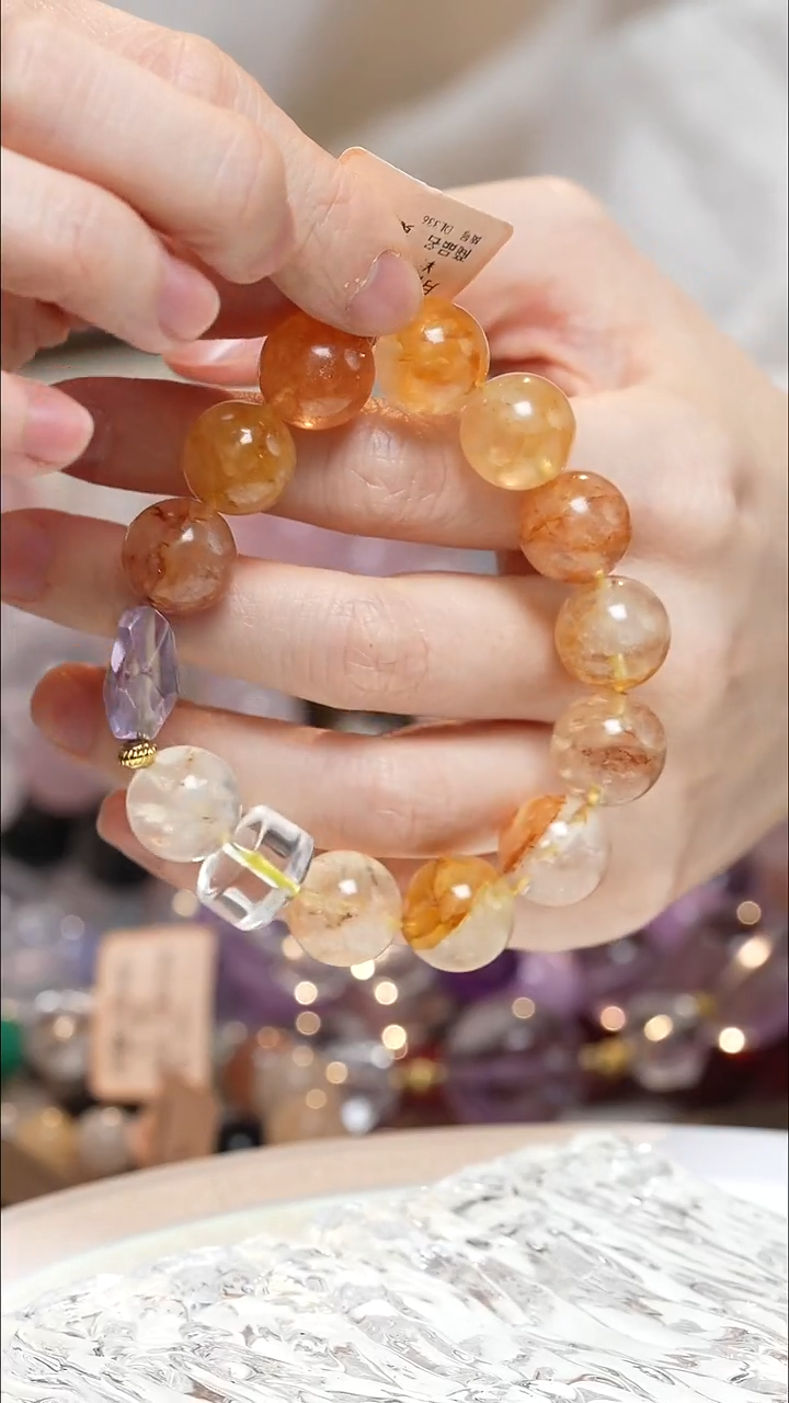 未镶嵌手串水晶黄胶花手串·DD0025NOV021L336