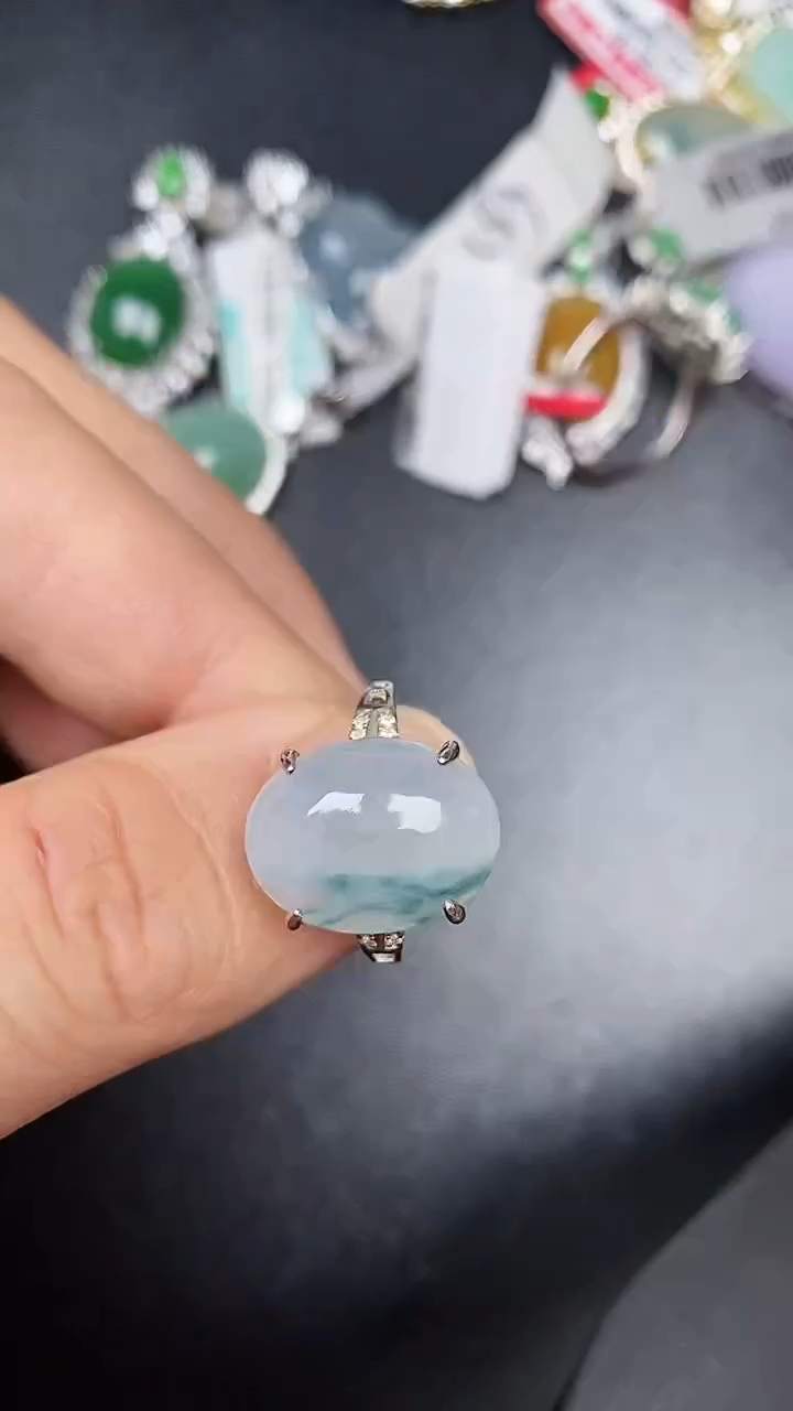 银S925镶嵌戒指翡翠3930