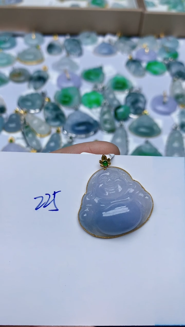【闪购商品】翡翠颈饰18K金镶嵌天然翡翠A货   