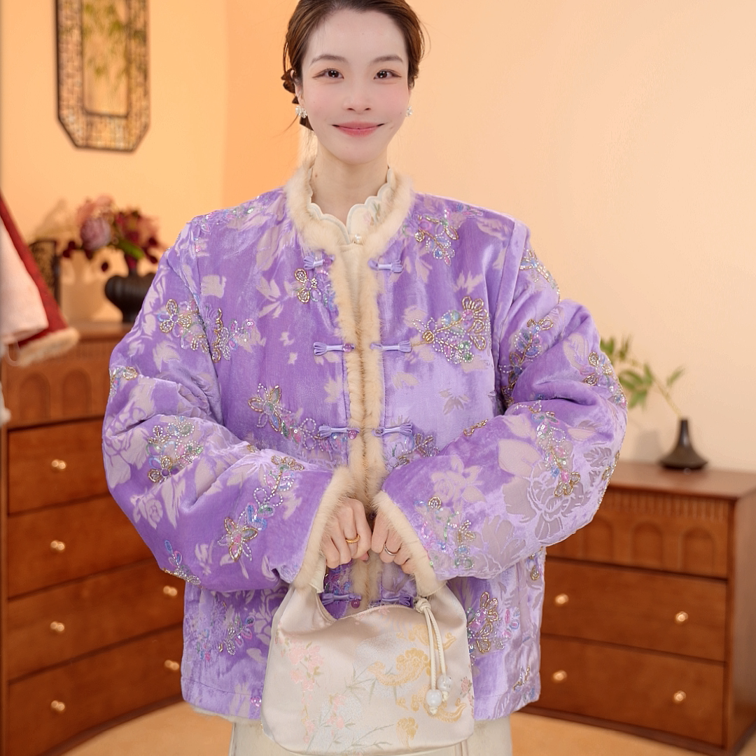 紫菱浣雪｜新中式百搭女士时尚复古气质国风上衣外套-6446