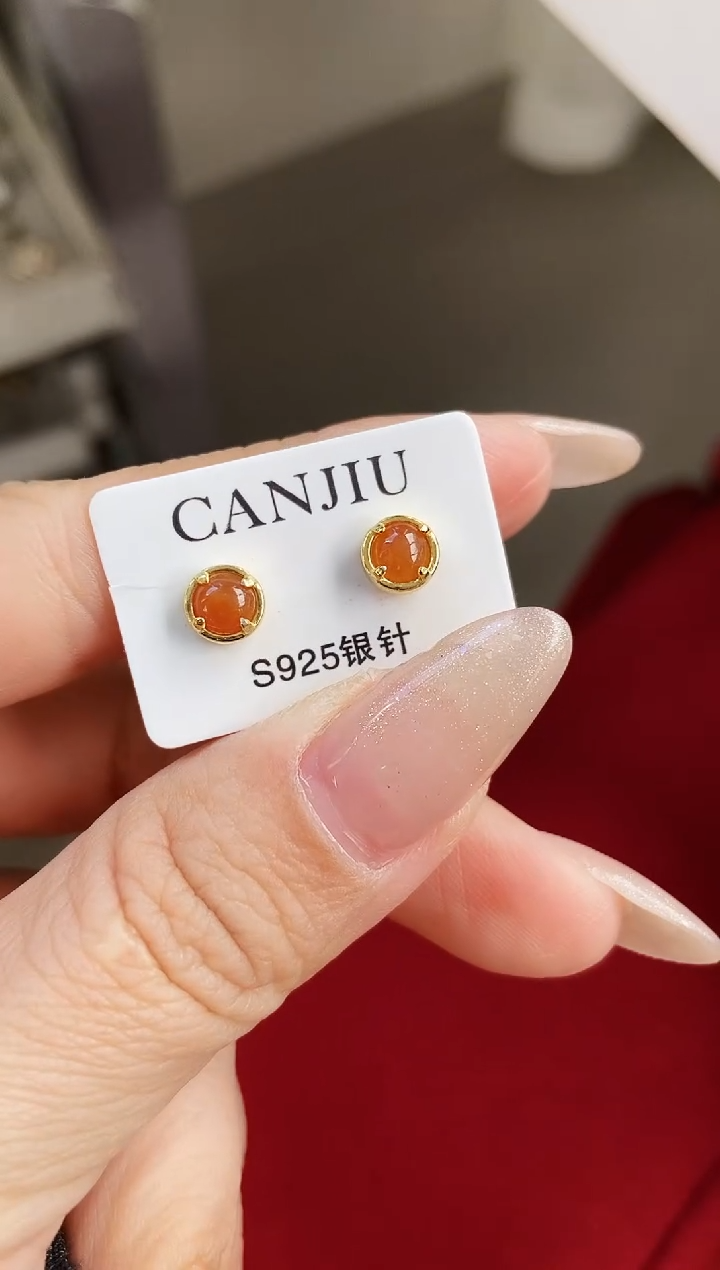 银S925镶嵌翡翠耳饰12