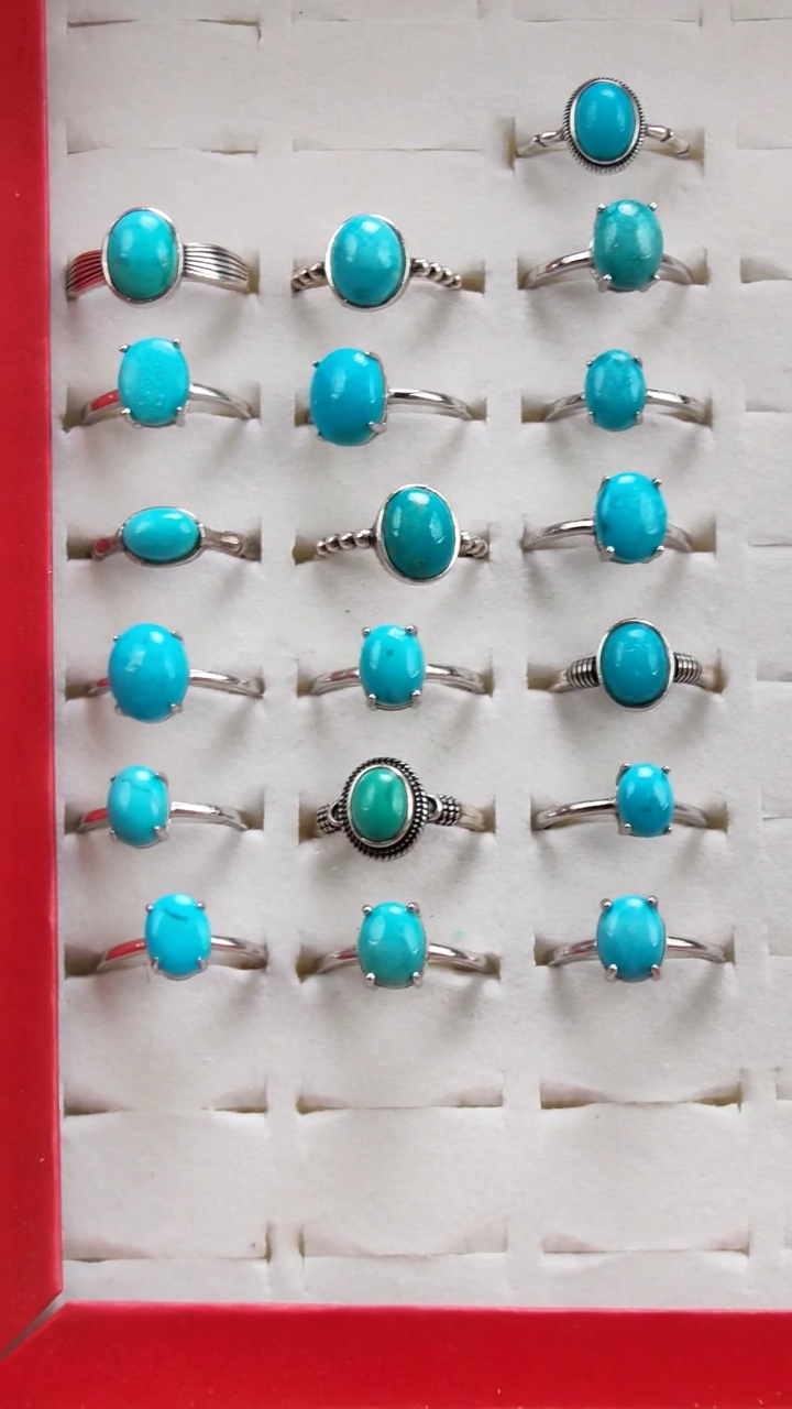 【闪购商品】绿松石戒指银S925镶嵌03念一松石戒指多样性发一