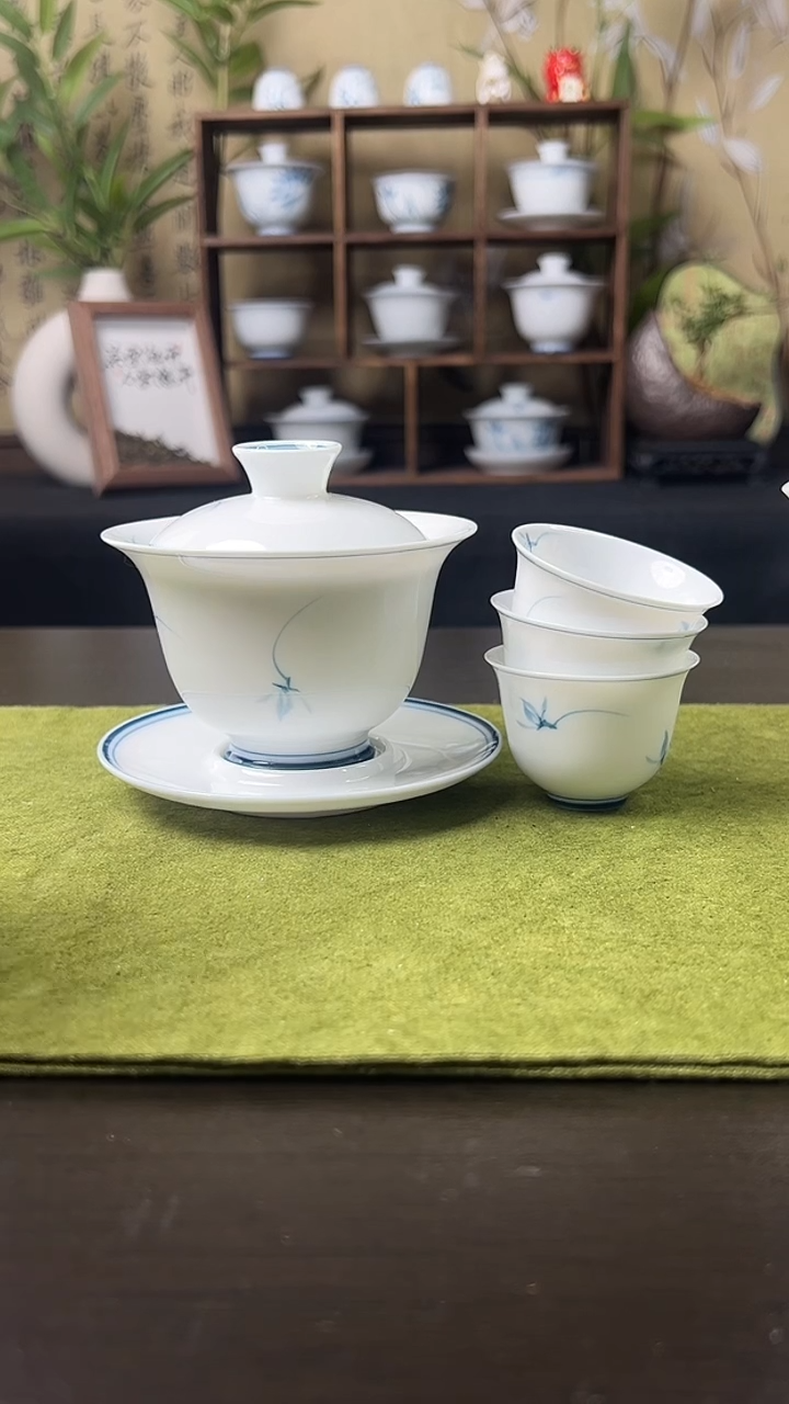 玉兰盖碗+壶沉+3客杯