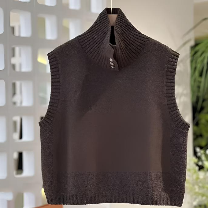 绵羊毛设计翻领叠穿针织马甲时尚休闲