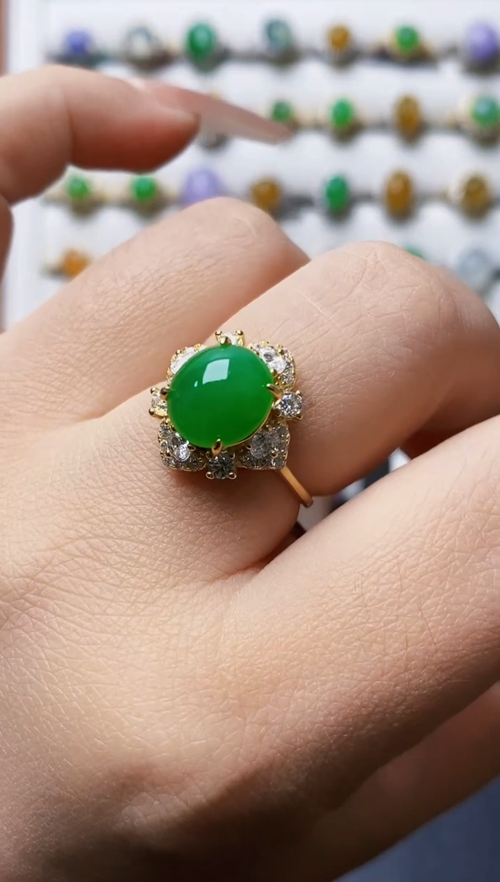 银S925镶嵌戒指翡翠2180