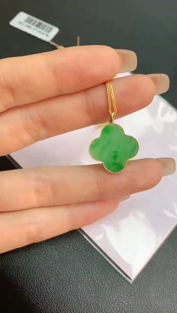 【闪购商品】翡翠颈饰18K金镶嵌赠礼盒证书 珍珍