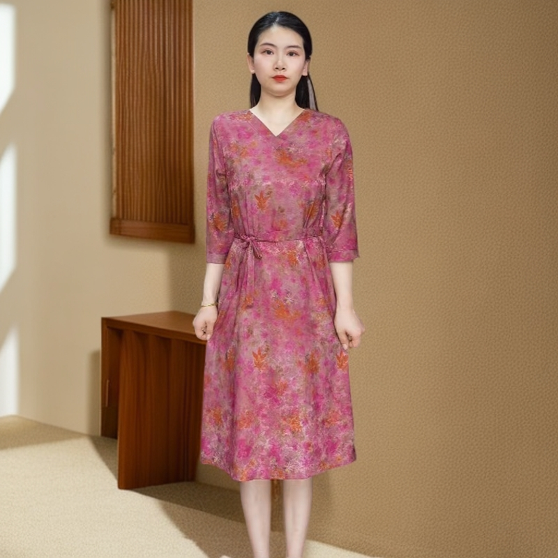 【专柜 】玫红女郎优雅连衣裙时尚优雅修身裙