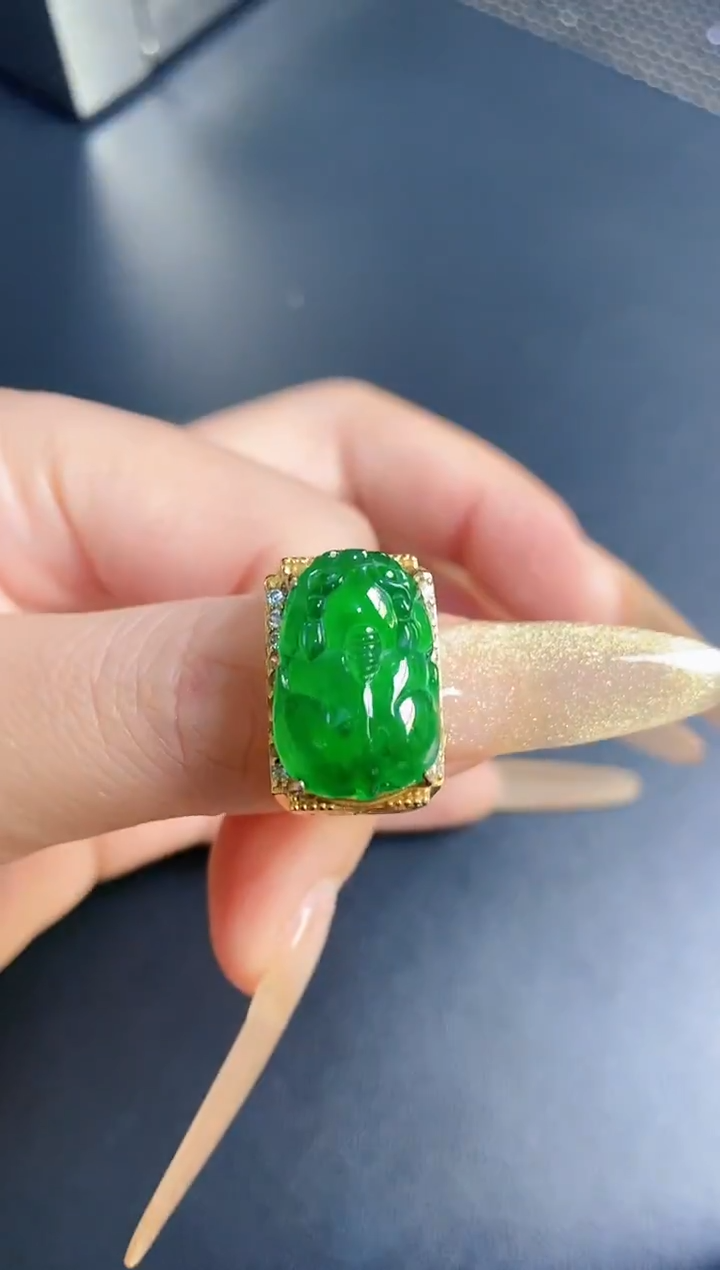 银S925镶嵌戒指翡翠天然