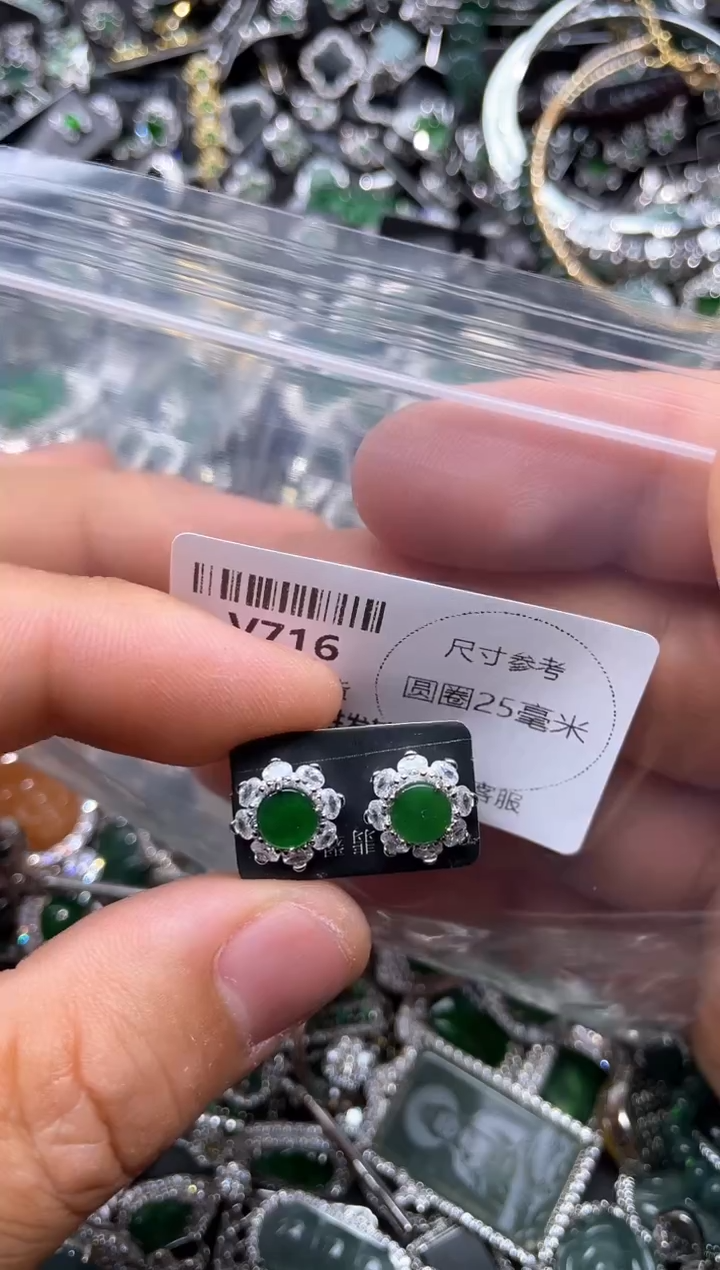 【闪购商品】翡翠颈饰未镶嵌V716耳钉