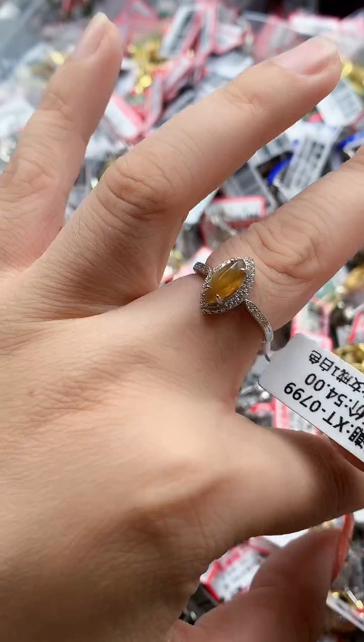 银S925镶嵌戒指翡翠天然A货缅甸翡翠