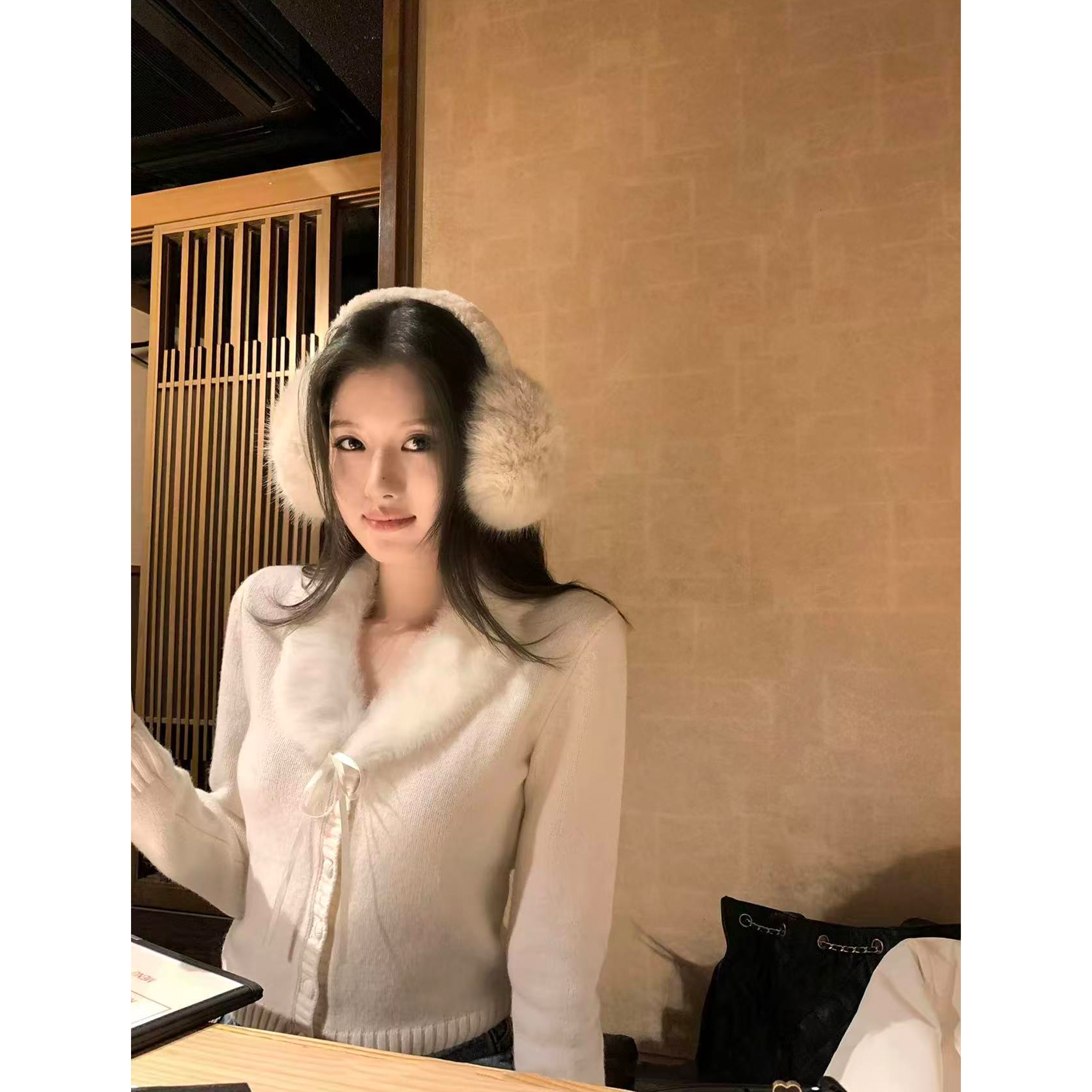 时尚单排扣温柔风秋冬针织开衫百搭短款上衣毛衣C 9897#