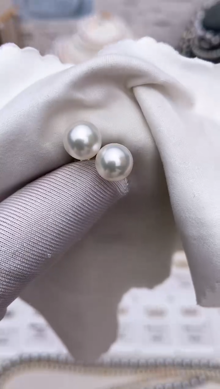 【闪购商品】海水珍珠耳饰18K金镶嵌特选福利8-8.5mm不退不换