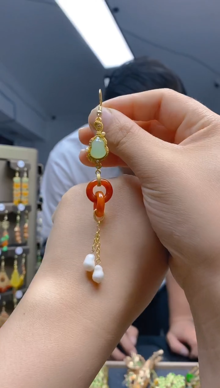 【闪购商品】翡翠耳饰合金0269翡翠耳钩一个