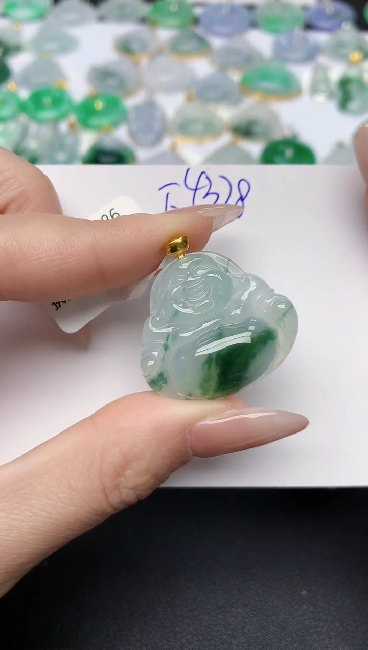 颈饰18K金镶嵌翡翠天然缅甸A货翡翠百元以上9元证书费自理