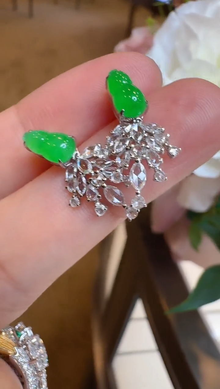 【闪购商品】翡翠耳饰18K金镶嵌多样性团购发一件