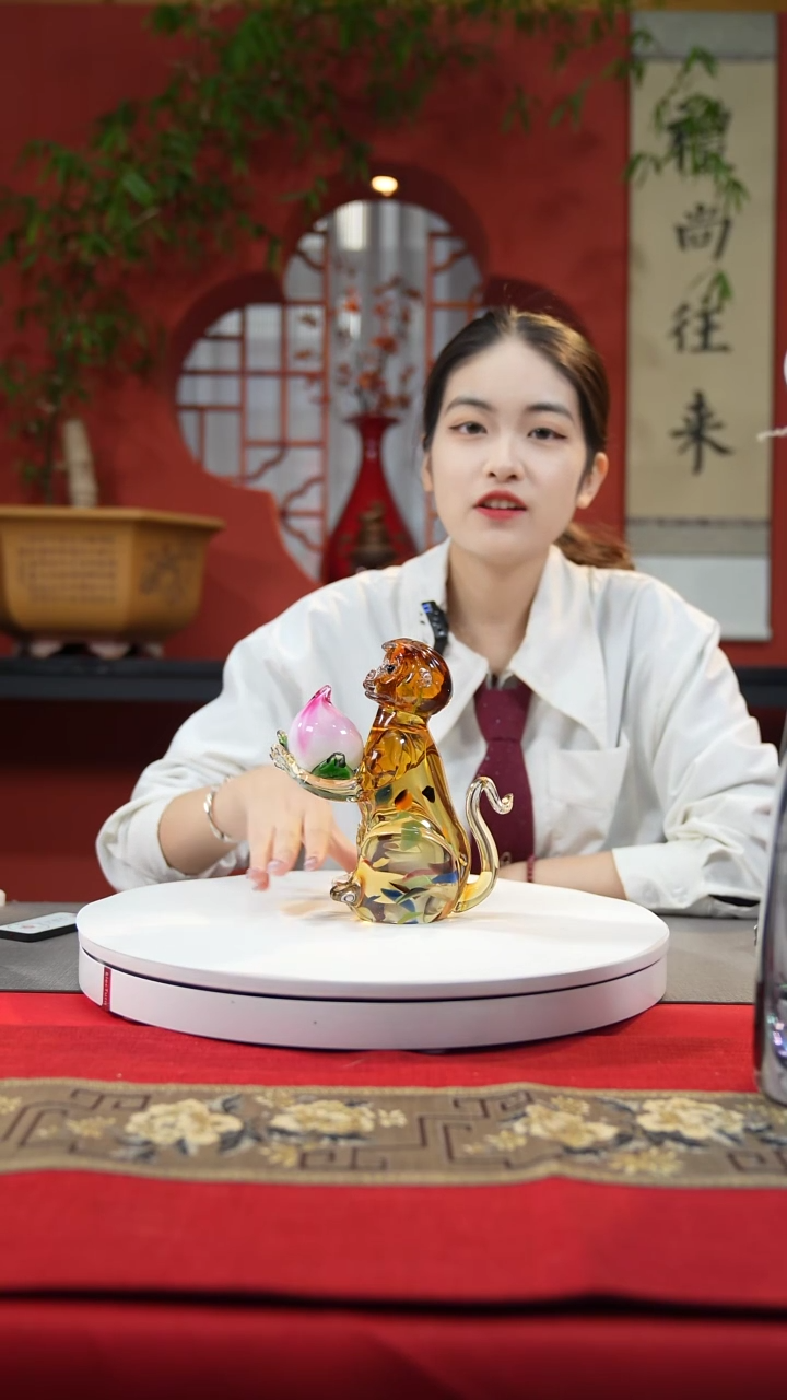 【闪购商品】琉璃手工艺品金猴献寿