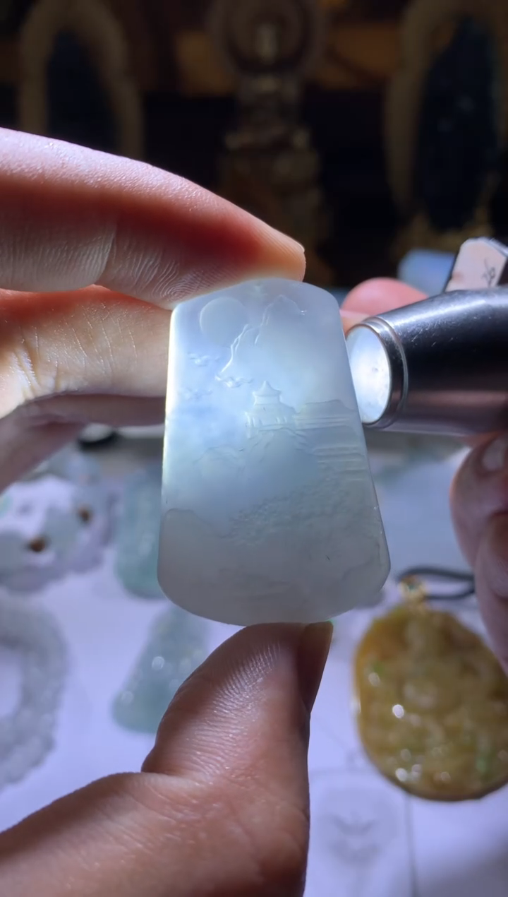 【闪购商品】定制翡翠未镶嵌山水牌