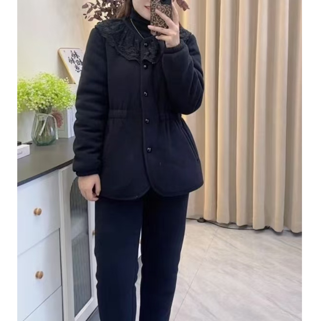 sy01睡衣女三层加厚可外穿家居服套装加绒-衣长73裤长100