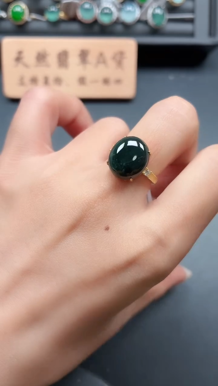 银S925镶嵌戒指翡翠111