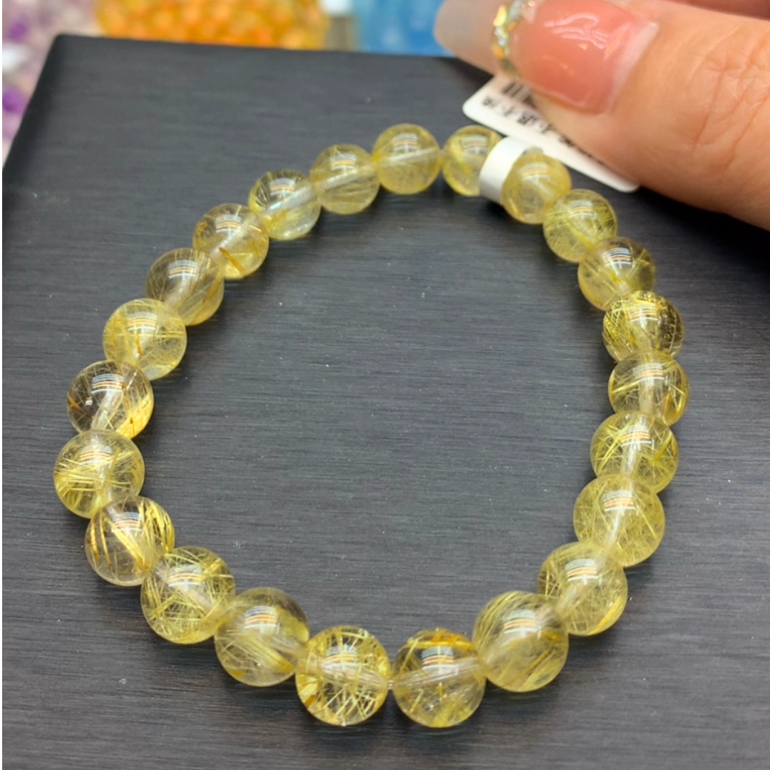 维纳斯金发晶8+ 天然水晶素链DIY手工珠串多样性发其一