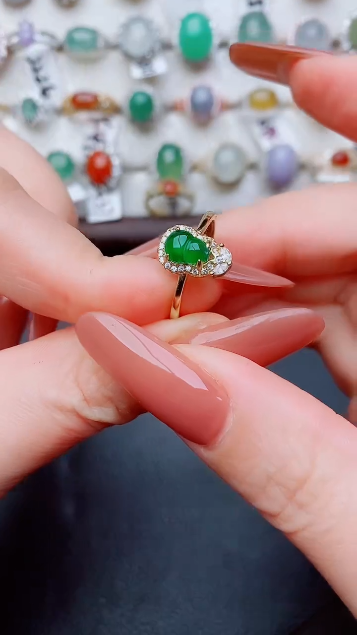 银S925镶嵌戒指翡翠...